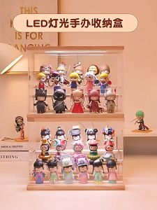 Kotak Pameran Akrilik Lutsinar dengan Lampu LED Rak Pameran Blind Box Akrilik Blind Box Storage Rack亚克力展示盒 盲盒 收納 展示盒