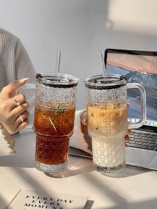 Senzhi | Large Capacity Straw Glass Cup with Handle