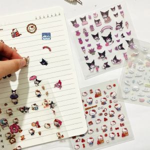 Sanrio Stickers Kuromi Anime Cartoon Kawaii Transparent Creative Decoration Diy Hand Account Material Waterproof Sticker