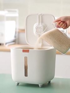 5KG/10KGลังข้าวสาร ถังเก็บเม็ดข้าวสาร กล่องเก็บข้าวสารกันแมลงพร้อมฝาปิด Pop-up กล่องเก็บอาหารแห้งกล่องเก็บข้าวสาร