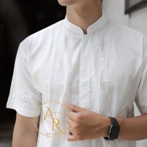 Aresya Baju Koko Krancang Padang Pria Bahan Silk Nyaman Lengan Pendek dan Panjang