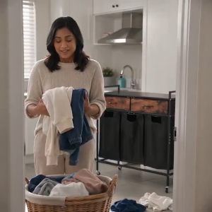 Laundry basket clothes organiser household trolley freestanding laundry basket mobile laundry basket with wheels