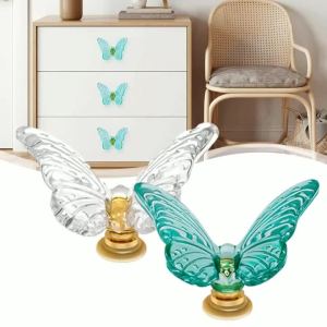 Dresser Butterfly Pulls Stylish Vintage 6cm*4.9cm/2.3in*1.9in Beautiful Easy Installation Glass+metal Green/white