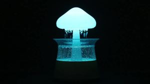 Mushroom Air Humidifier หน้าแรกห้องนอน Aromatpy โคมไฟ Calming Water Drops เสียง Diffuser Humidifier Rain Cloud Night Light