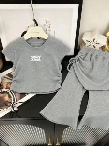 Elegant Bow Short Sleeve Top with Flared Pants Set
