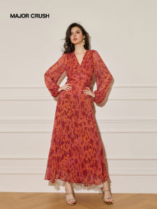 Waist Cinching Flared Long Dress