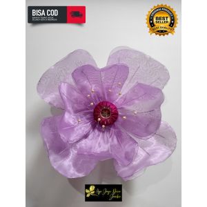 KELOPAK BUNGA/CUP BUNGA + FITINGAN DEKORASI TAMAN RUMAH CAFE RESTORAN CANTIK MURAH TERLARIS BAHAN KAIN ORGANDI DIAMETER 40 CM