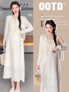 Maternity Lace Sleeveless Dress and Knit Cardigan Set