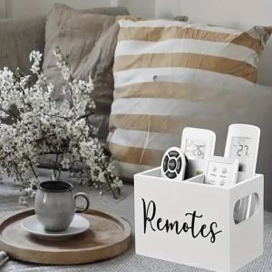 Hộp Đựng Điều Khiển Từ Xa Bằng Gỗ Có Ngăn Chia Hộp Đựng Mỹ Phẩm Hộp Đựng Túi Trà Hộp Đựng Gói Cà Phê - Giải Pháp Lưu Trữ Gia Đình