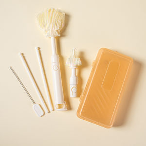 Silicone Baby Bottle and Nipple Brush Set with Drying Rack
