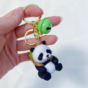 Adorable Panda Keychain Fob Car Keys Micro Landscape National Treasure Toy Memorial Plastic Material Cartoon Series Gift