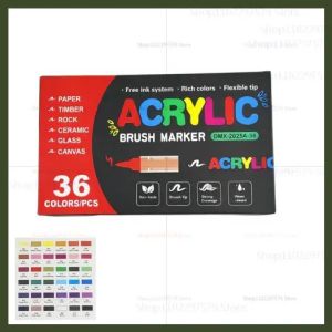 12/24/36 Colors Acrylic Paint Pens Markers Brush Tip Paint Markers For Rock Painting Wood Stone Glass Gift DIY Crafts