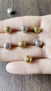 ลูกปัดเงินทิเบตลายโอม 8มม