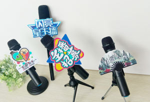 Microphone Logo TV Station Logo News Entertainment Interview Host Microphone Logo Tag Microphone Card Street Card Customization