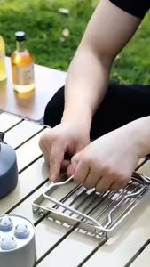 Bộ Giá Đỡ Bếp Nướng Mini Gấp Gọn Bằng Thép Không Gỉ Kèm Giá Đỡ Nồi Khay Nướng Và Lưới Dùng Cho Nấu Ăn Ngoài Trời