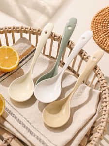 High Aesthetic Long Handle Ceramic Soup Spoon for Noodles Individual Serving Premium Feel Soup Spoon Dining Utensils