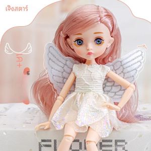 ตุ๊กตานางฟ้า BJD พร้อมข้อต่อแบบอินเตอร์แอคทีฟภายในอาคารของขวัญวันเกิดของเล่นเด็กหญิงคริสต์มาสชุดเปลี่ยนได้