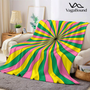 BILIBILI | Retro Wavy Radial Stripe Flannel Blanket Warm Soft Halloween Christmas Decorative Couch Warm Cozy All-Season Gift
