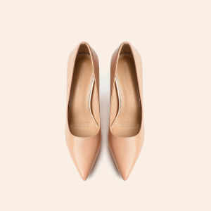 รองเท้าส้นสูงหนังแท้สีบรอนซ์ทองสำหรับผู้หญิง ทรงหัวแหลม ด้านในทำจากหนังแท้ พื้นยาง สวมใส่สบาย ทรงหัวแหลม รองเท้าส้นสูงแบบสวม