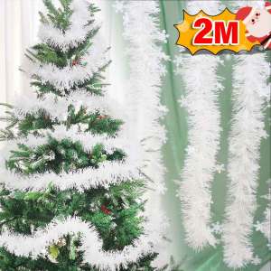 YESPERY ริบบิ้นสำหรับตกแต่งเทศกาลคริสต์มาสเกล็ดหิมะแถบพลาสติกสีขาวต้นคริสต์มาสการตกแต่งคริสต์มาส DIY พวงมาลัยสำหรับตกแต่งเทศกาลคริสต์มาสดอกไม้ประดับ3ชิ้น2เมตร