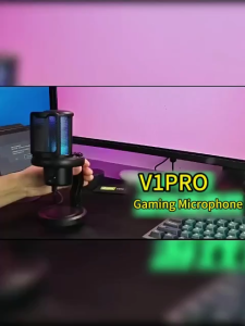 MINSINE New V1Pro USB Gaming Microphone RGB Noise Cancellation Mic for Streaming PC Phone Original Adjustable Desk Mount Stable Flexible Easy to Position 180° Tilt 360° Rotation