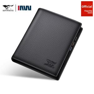 SEPTWOLVES | Mens Compact Leather Wallet Lightweight