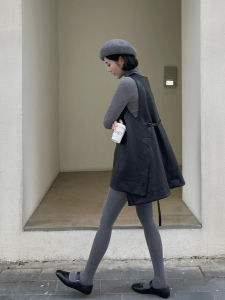 ชุดเดรสสีดำแบบสวมแขนกุด เอวสั้น ทรงเข้ารูป ทรงเข้ารูป สำหรับผู้หญิงไซส์ใหญ่ ฤดูใบไม้ร่วง 2024 เสื้อกั๊กสั้น เสื้อผ้าทำงาน