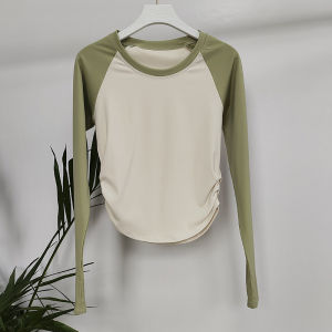 Skinofskin มาใหม่ล่าสุดต้นฤดูใบไม้ร่วงแขนยาวโยคะเสื้อยืดผู้หญิงกระชับประเภทความชื้นดูดซับแห้งเร็วผ้าไนลอนด้วยสแปนเด็กซ์ยืดหยุ่น