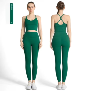 2-piece Yoga Suit Women Sportswear Fitness Set Cross back Yoga Tops A High Waist Leggings Pilates Fitness Sports Clothing👚👚