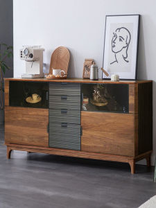 Black Walnut Solid Wood Sideboard New Arrival Classy Best Selling Large Capacity Integrated Wall Cabinet Small Apartment Accessible Luxury Wine Cabinet
