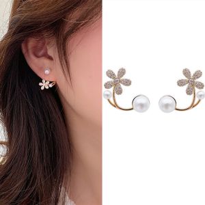 【Free Shipping】Khuyên Tai Hoa Giả Ngọc Trai Sang Trọng Nhẹ Phong Cách Hàn Quốc Mới 2022 Cho Nữ Trang Sức Thanh Lịch Pha Lê Thời Trang Quà Tặng Tiệc Tùng