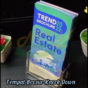 Tempat Brosur Akrilik / Display Brosur Acrylic / Rak Brosur Uk. 1/3 A4 Lipat Tiga Murah Knock Down
