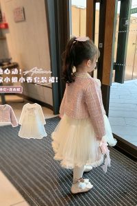 Gilê Phong Cách CHANEL Ca Rô Xuân Thu Bé Gái Áo Khoác Mẫu Mỏng Thời Trang Kiểu Tây Gilê Mặc Ngoài Cho Nữ Áo Không Tay Trẻ Em