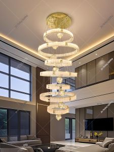 KING STAR | Luxury Crystal Chandelier for High Ceilings Starry Sky Style