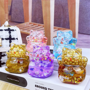 Douyin Online Influencer New Arrival Oil Drop Liquid Quicksand Bottle Acrylic Oil Filling Decoration Drip Lucky Cat Oil Leakage Small Gift