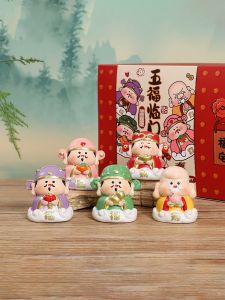 Creative Chinese Style Resin Desktop Decoration Wealth And Longevity Figures Moving House Gift Birthday Present for Elders