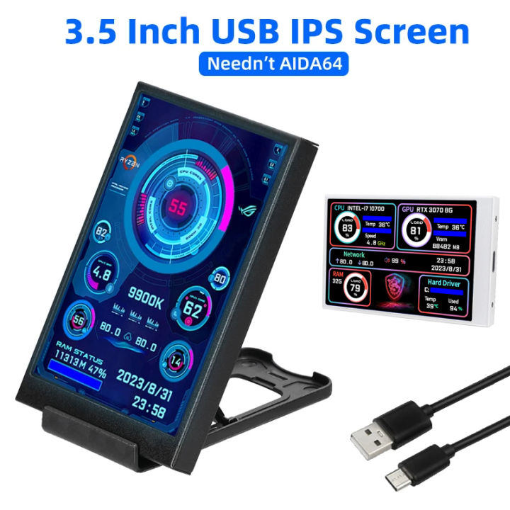 Ecran Secundar IPS TYPE-C De 3, 5 Inchi Pentru Computer CPU GPU RAM HDD Monitor Afisaj Usb Pentru Freely Aida64 Ct 52