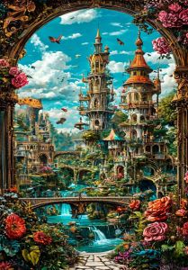 Fantasy Floating Castle Jigsaw Puzzle - 500/1000 PCS Magical Garden Theme Adult Intellectual Game Home Decor Gift