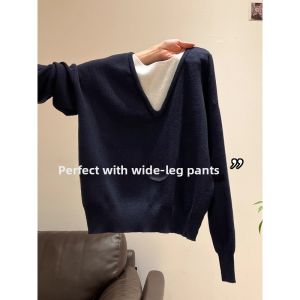 Fake Two-piece Loose Casual Soft Sweater