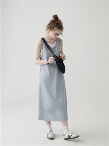 Summer New Womens Vest Dress Casual Drapey Loose Waist A-Line Long Skirt Outerwear Style Lazy Fashion Lightweight Luxury