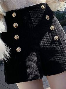 กางเกงขาสั้นผ้ายืดคอร์ดูรอยเอวสูง กางเกงขายาวทรงเอ ทรงสลิม แฟชั่นฤดูใบไม้ร่วง/ฤดูหนาว กางเกงขายาวสำหรับใส่ไปทำงาน