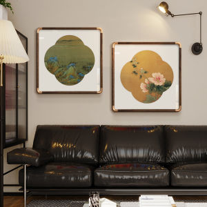 French Style Living Room Decorative Painting Peony Flower New Chinese Style Sofa Background Wall Hanging Picture Middle Ancient Style Entrance Wall Painting