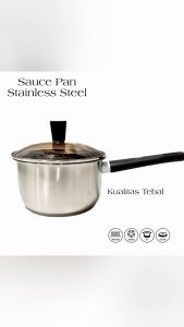 WiinieJaya Alat Masak Panci Kuah Panci Susu 18cm stainless Steel /Sauce Pan Stainless Steel High Quality Bahan Tebal Dan Sudah Termasuk Tutup Kaca