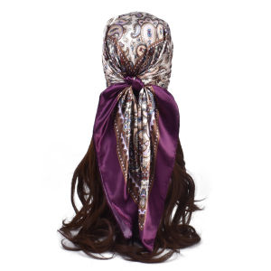 90X90cm Head Scarf Women Luxury Brand Silk Square Scarf Foulard Satin Bandana Soft Neckerchief Hijab Hair Scarves For Ladies