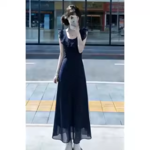 NIUVIES | Đầm Dài Mùa Hè Thắt Eo Đẹp Với Chấm Bi Pháp