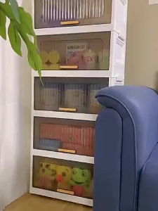 Hisoa Storage Cabinet White Flip Top Storage Box Foldable Cabinet With Wheel Durabox Locker Clothing