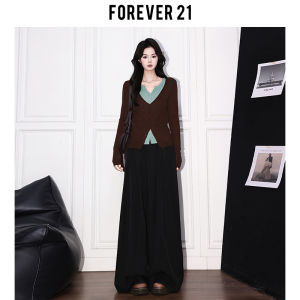 Forever 21 High Waist Draped Loose Wide Leg Suit Pants for Women American Style Casual Long Trousers Black Elegant Sensation