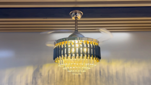 Lampu Plafon Kipas Angin LED 42 Inch Hemat Energi Senyap Silent Kristal Chandelier Modern Elegan Mewah dengan Remote Control Lampu Hias Dekorasi Rumah Lampu Gantung Kipas Siling Tricolor untuk Ruang Tamu Kamar Tidur Hotel
