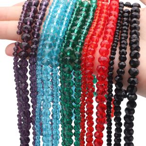 285Pcs/Lot Faceted Glass Rondelle Crystal Beads 4 6 8mm Loose Spacer Beads for DIY Jewelry Making Bracelet Necklace Crafts