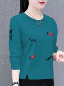 ทันสมัย หลวม คอกลมแขนยาว เสื้อสเว็ตเชิ้ต ผู้หญิง สไตล์เกาหลี ฤดูใบไม้ผลิ ฤดูใบไม้ร่วง พรางหุ่น หลากหลาย เสื้อโค้ทพิมพ์ลาย